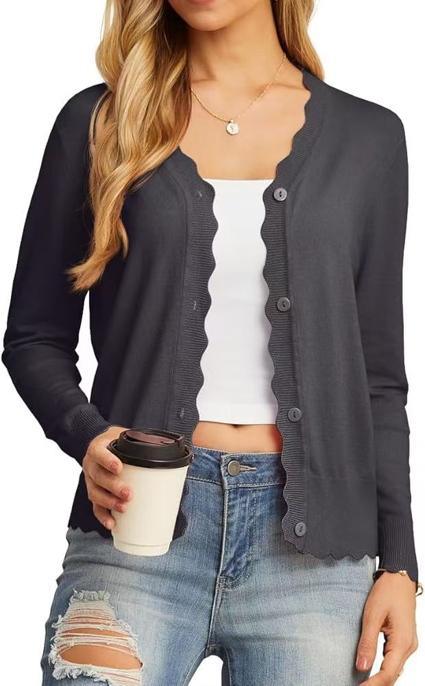 Ruffle 9-point Sleeve Thin Fashion Knitted Women's Sweater