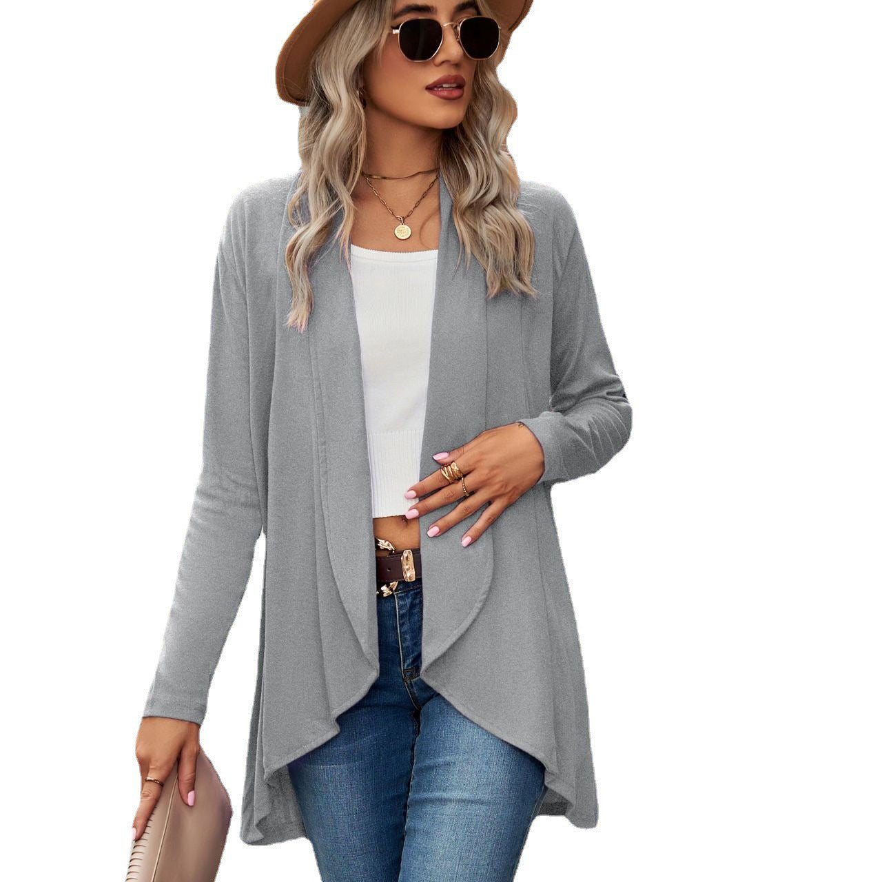 Women's Long Sleeve Solid Color Loose Knitting Cardigans