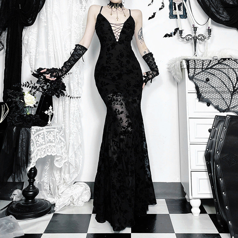 Fall Lace Temperament Suspender Dress Asian Dresses