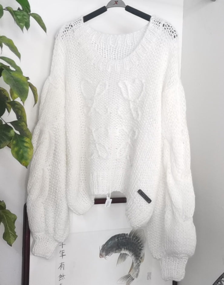 Women's Big Mohair Thick Needle Pure Hand-woven Sweaters