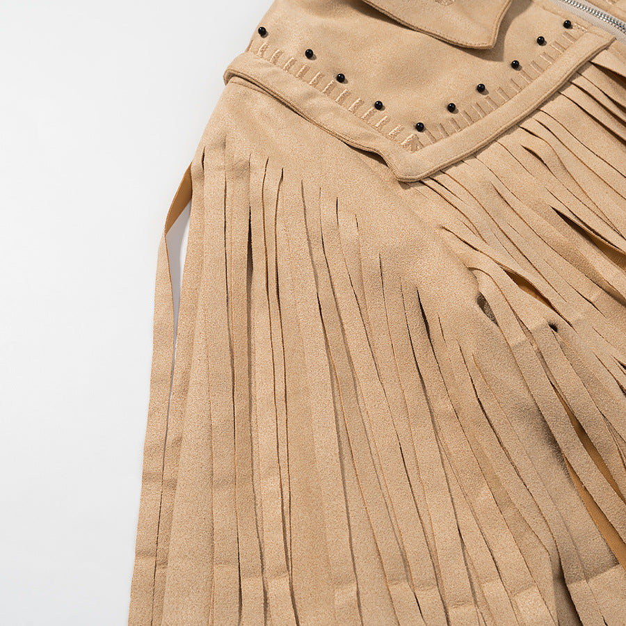 Women's French Style Design Vintage Tassel Long Sleeve Jackets