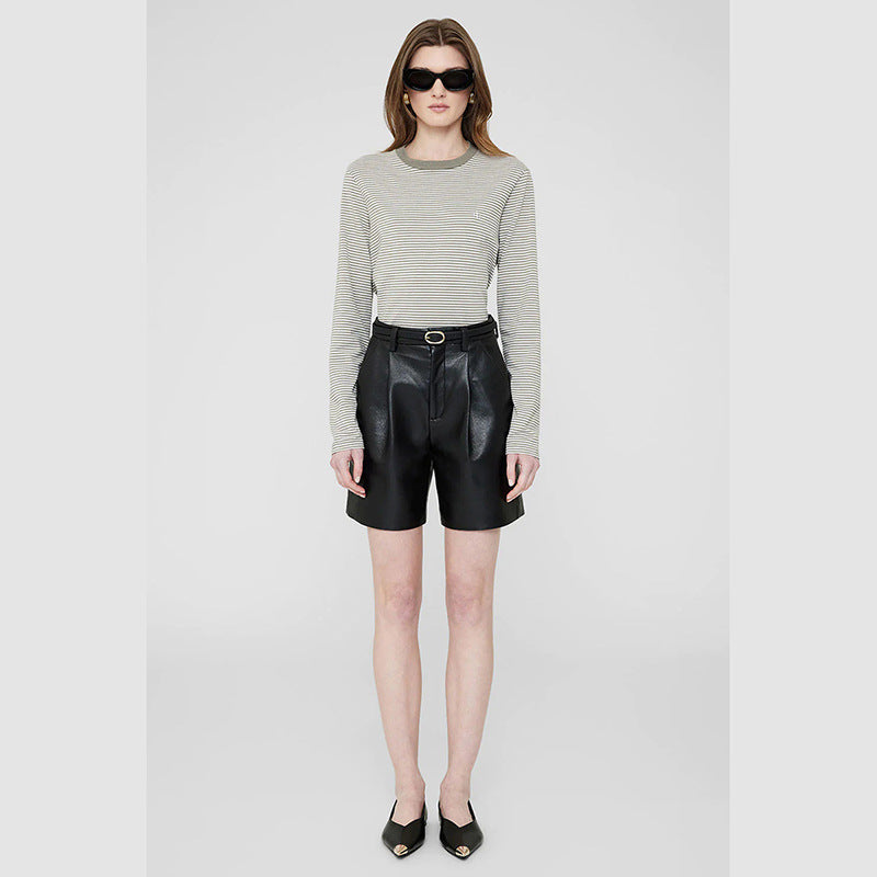 Women's North American Niche Light Green Striped Blouses