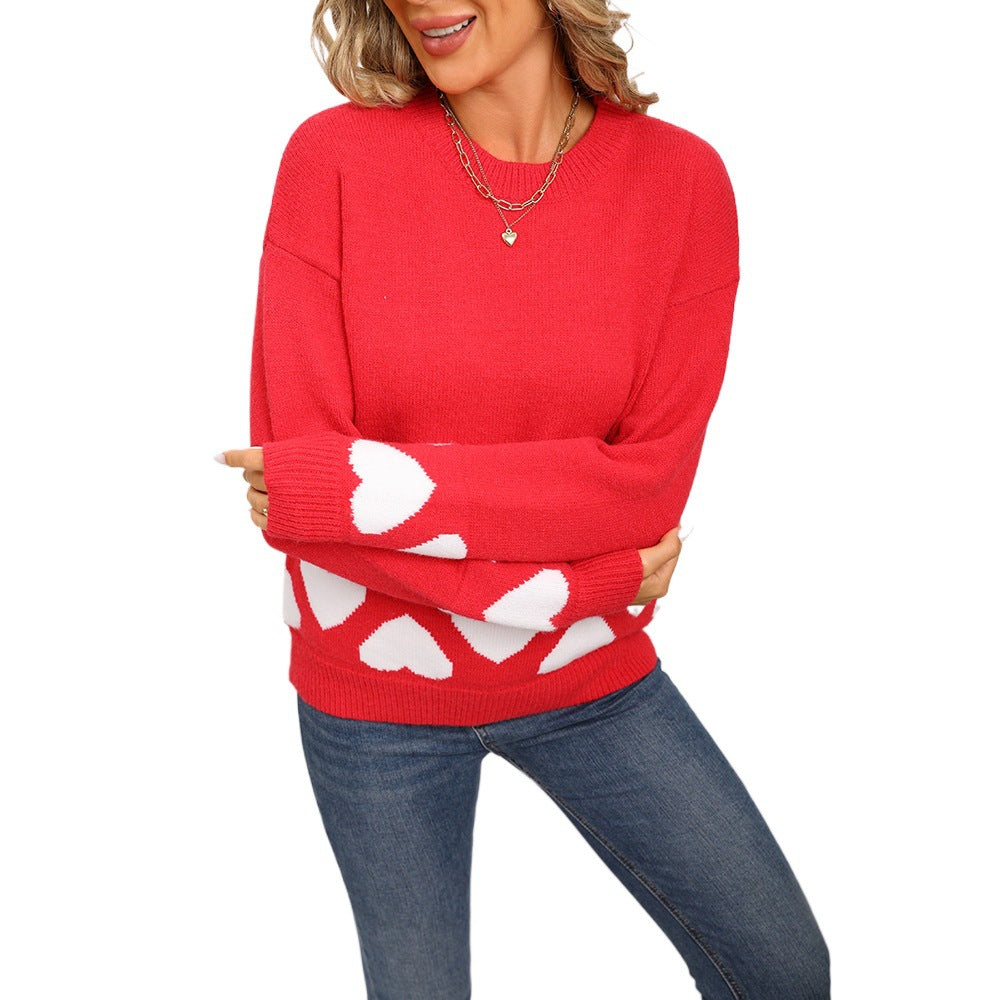 Women's Winter Love Heart Long Sleeve Sweater