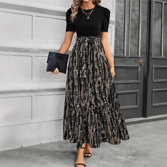 Women's Floral Print High Waist Fashion Elegant Dresses