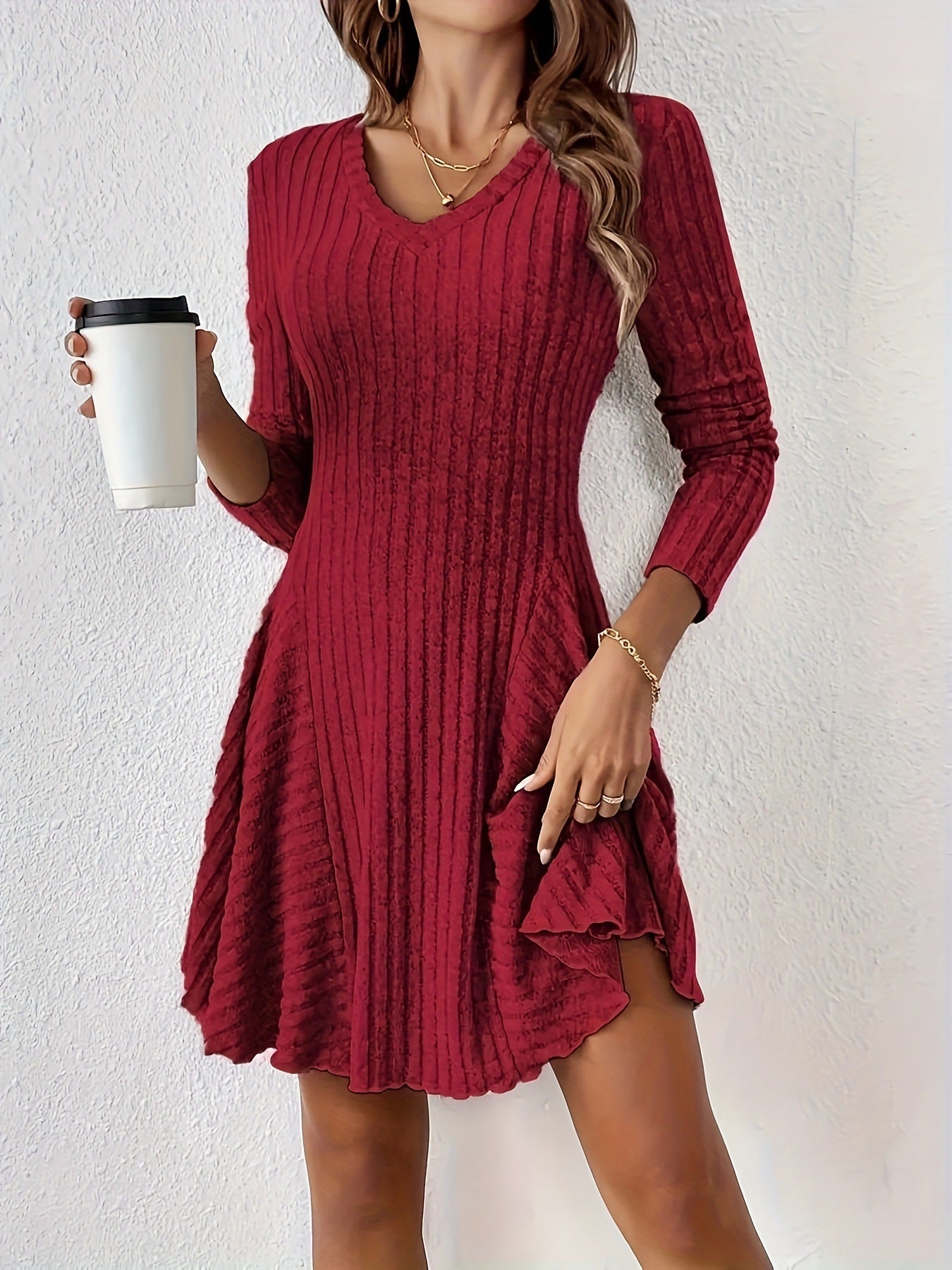 A- Line Style Fashionable Knitted Long Dress
