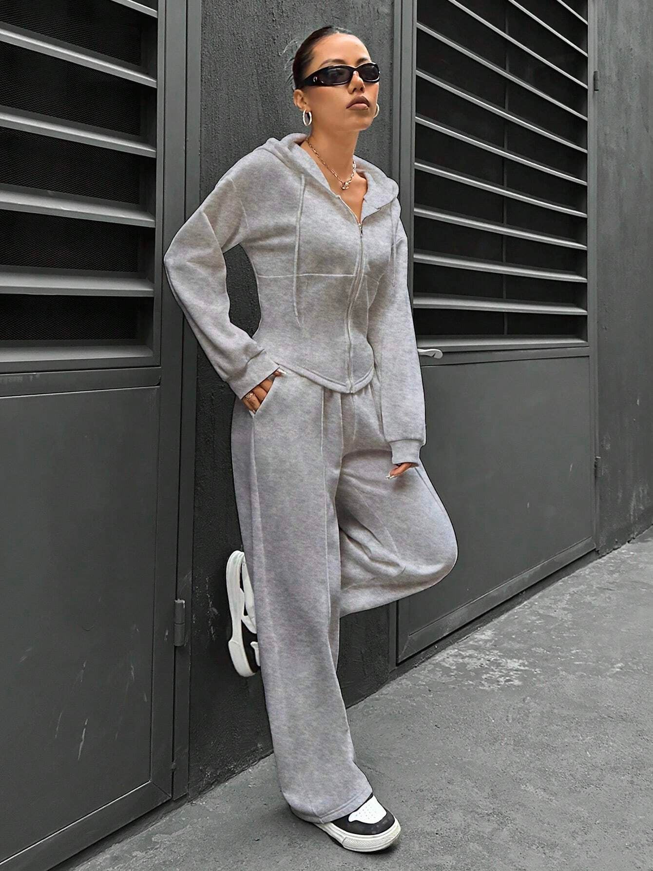 Women's Two Piece Set Trendy Hooded Slim Suits