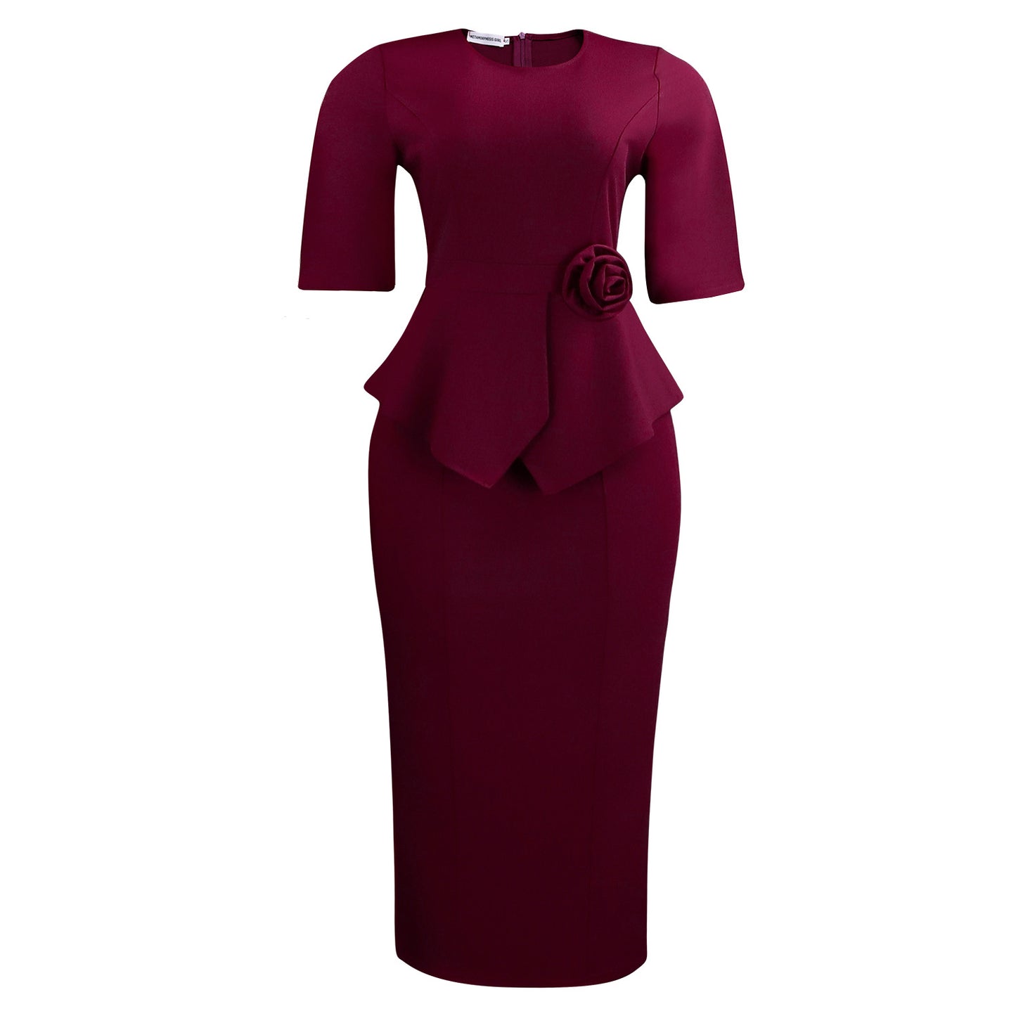 Women's Summer Fashionable Elegant Solid Color Sheath Ruffled Three-dimensional Dress