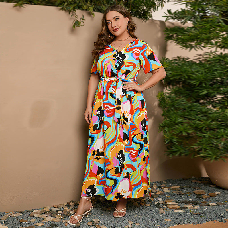 Western Style Midi Temperament Printed Black Dresses