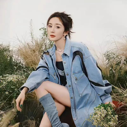 Women's Design Three-dimensional Split Shirt Lace Stitching Jackets