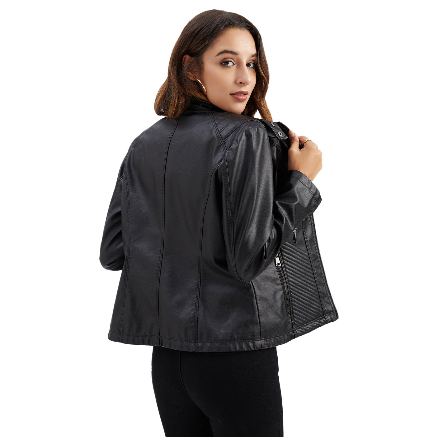 Women's Casual Leather Simple Trendy Thin Long-sleeved Jackets