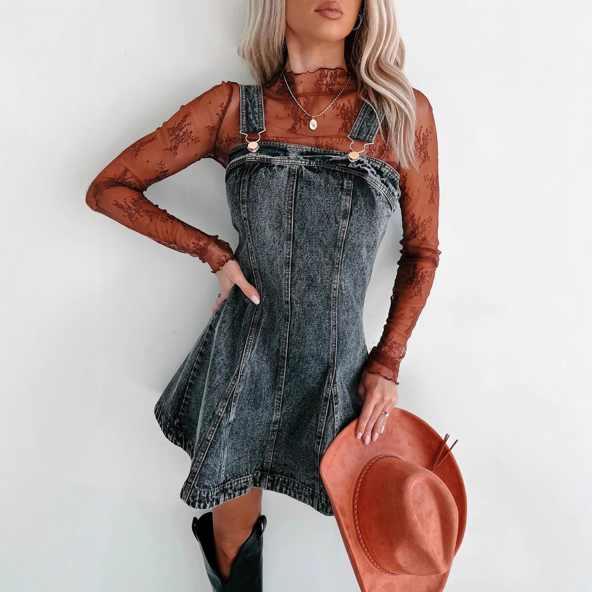 Street Hipster Slimming Fashionable Denim Camisole Dresses