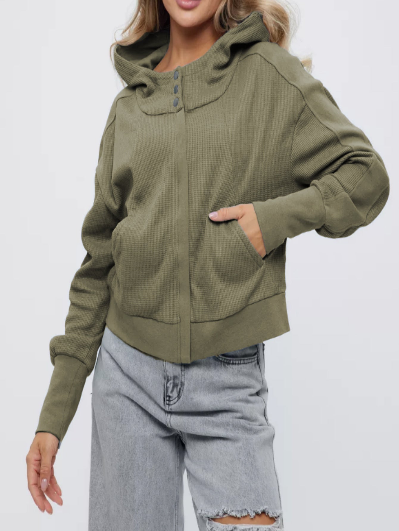 Women's Patchwork Long Sleeve Pullover Zipper Trendy Hoodie Tops