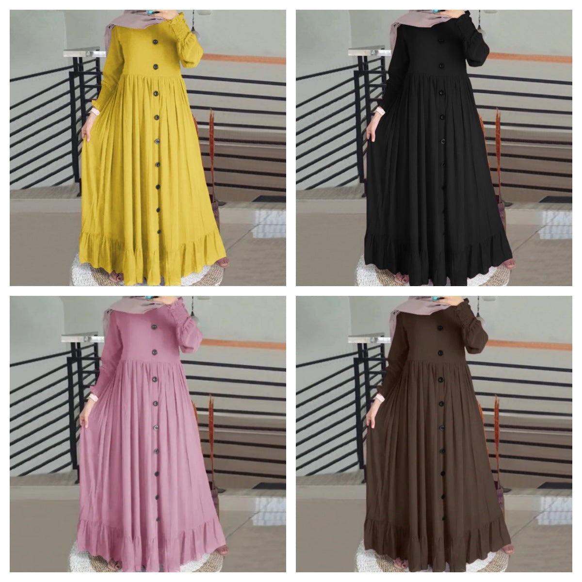 Artistic Retro Leisure Loose Crew Neck Dress