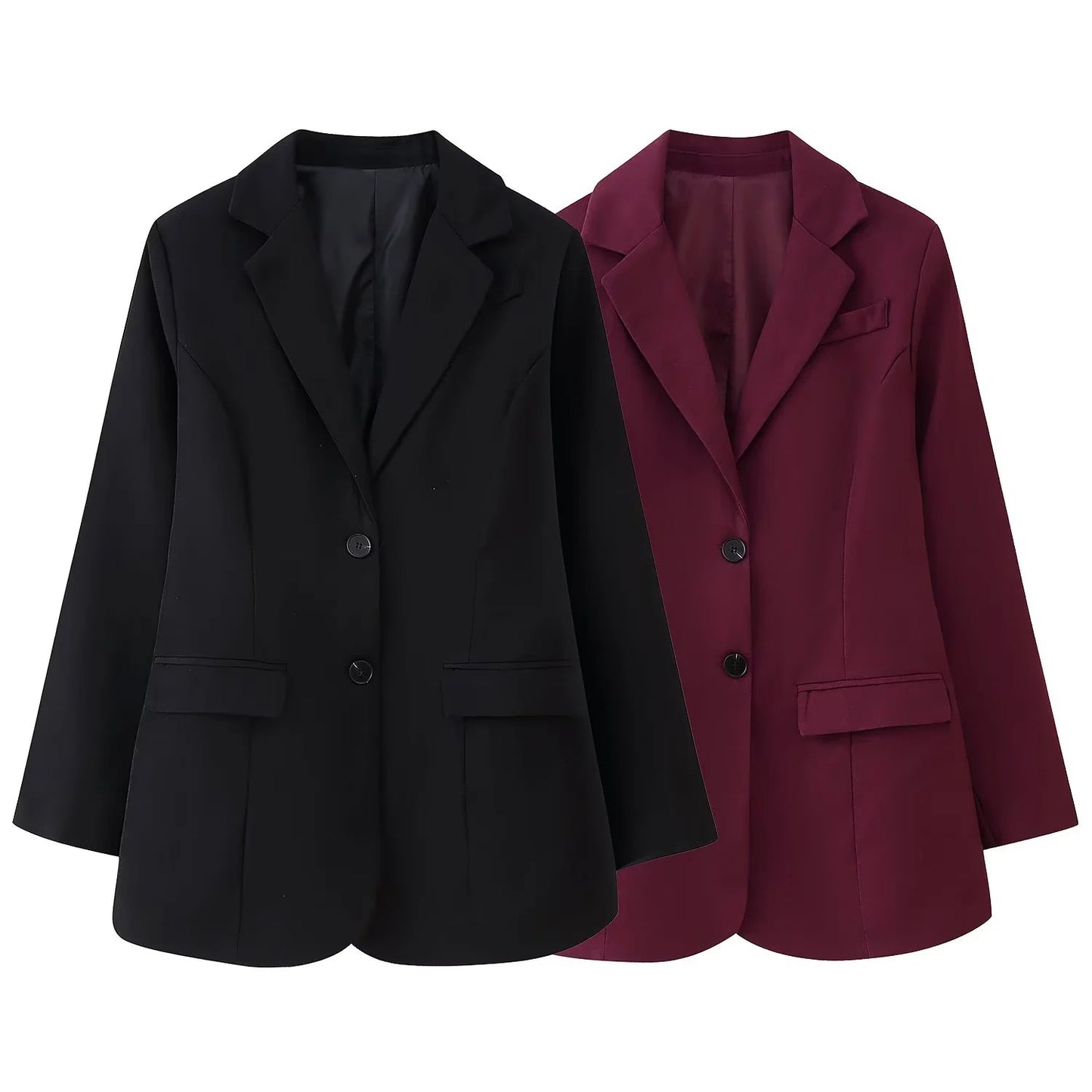 Women's Color Single-breasted Lapel Long Sleeve Slim Suits