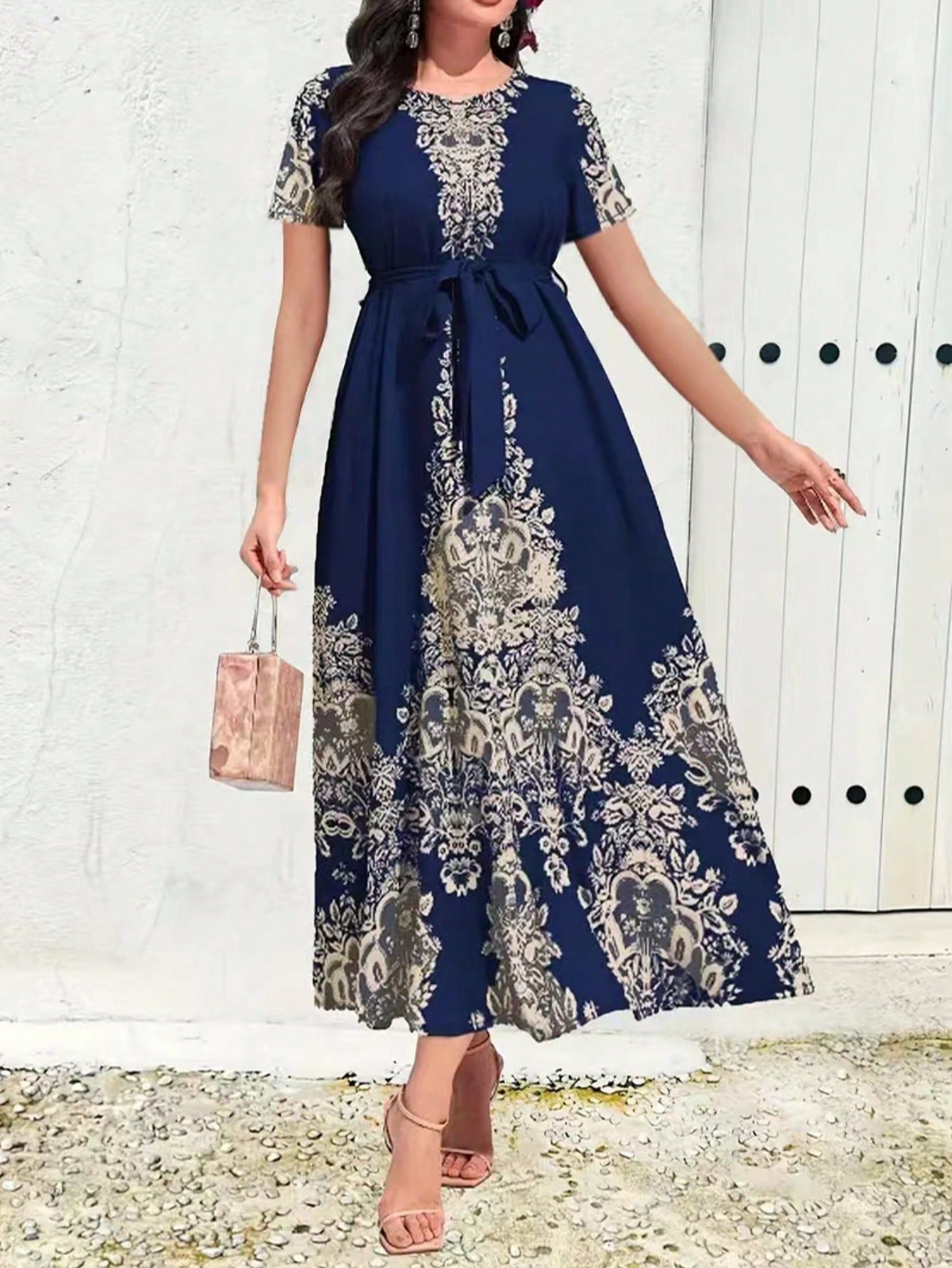 Summer Fashion Blue Printed Elegant Sleeve Shorts