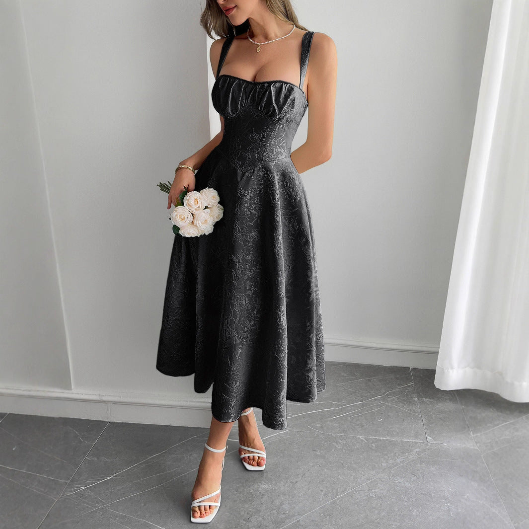 Women's Summer Elegant Graceful Strap Jacquard Maxi Dress