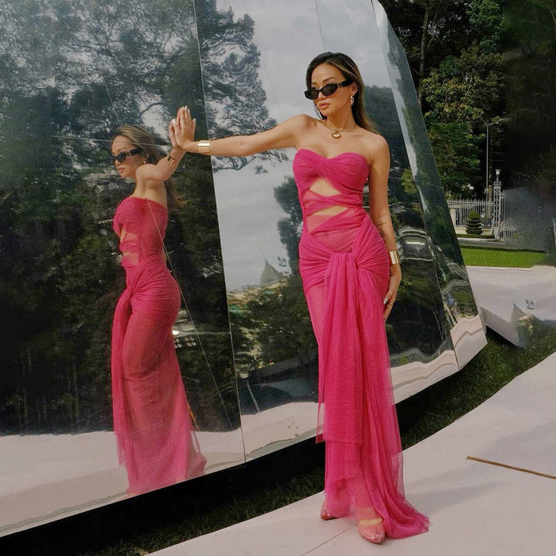 Women's Spring Fashion Sexy Tube Tied Slim Dresses