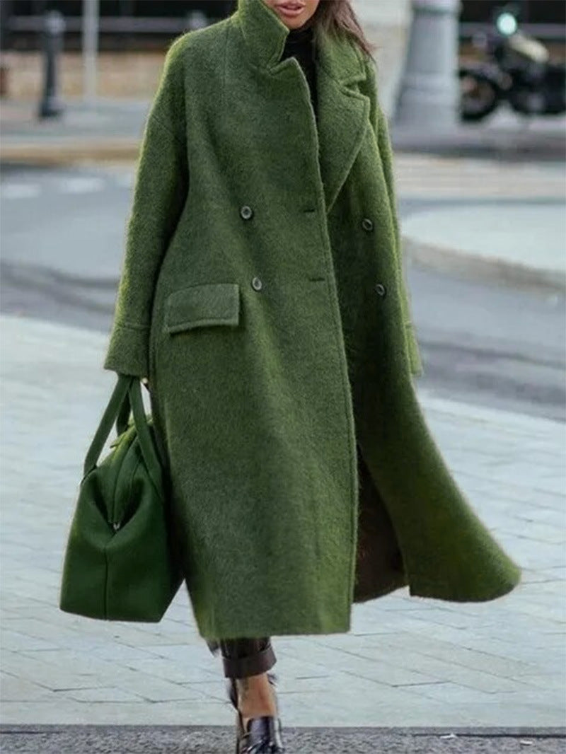 Women's Casual Long Pure Color Warm Keeping Coats