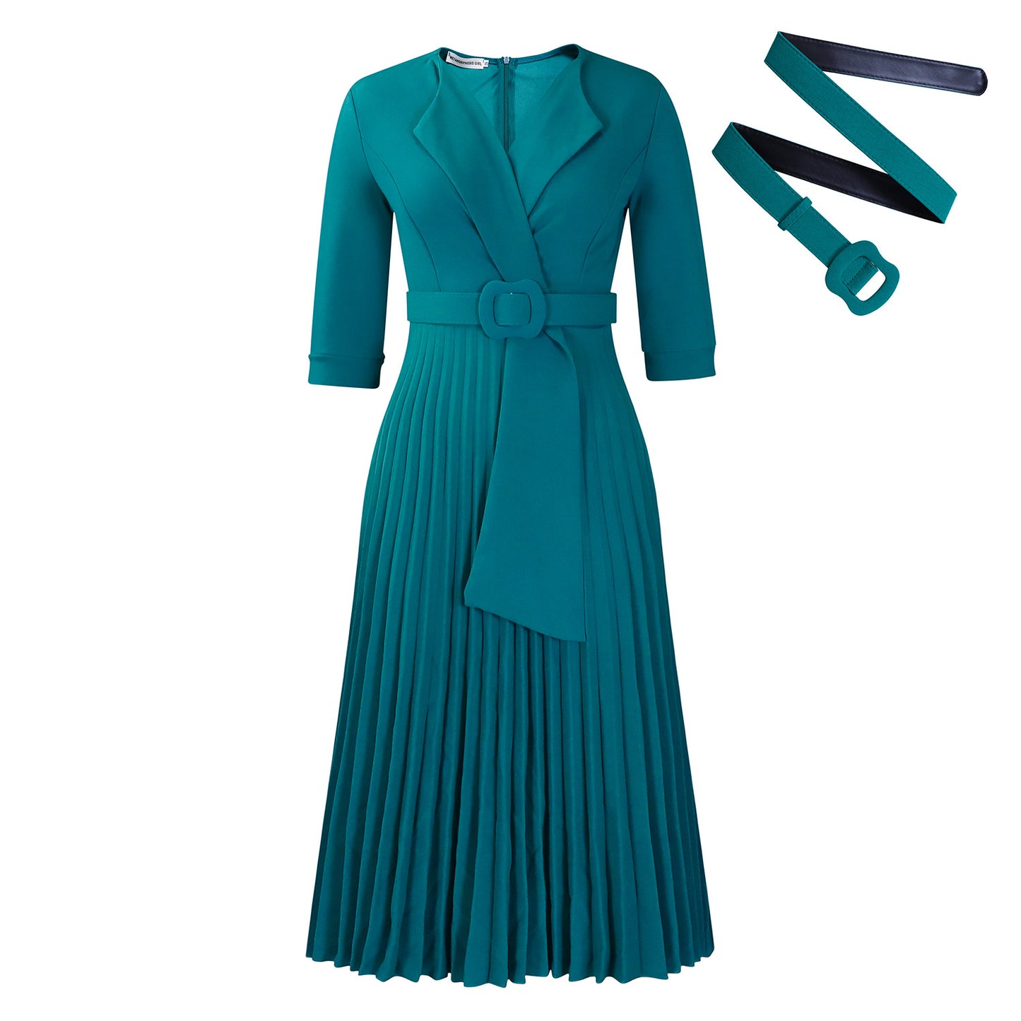 Women's Fashion Tailored Collar Tie Pleated African Dresses