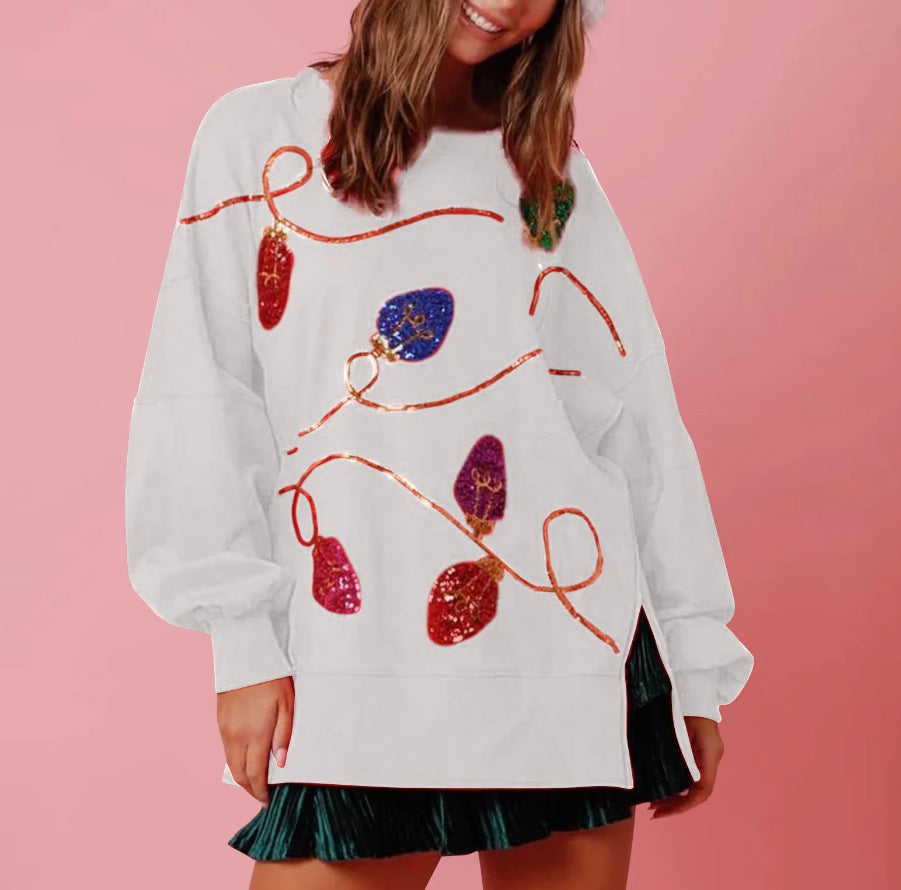 Women's Fashion Trend Sequined Long Sleeve Pullover Sweaters