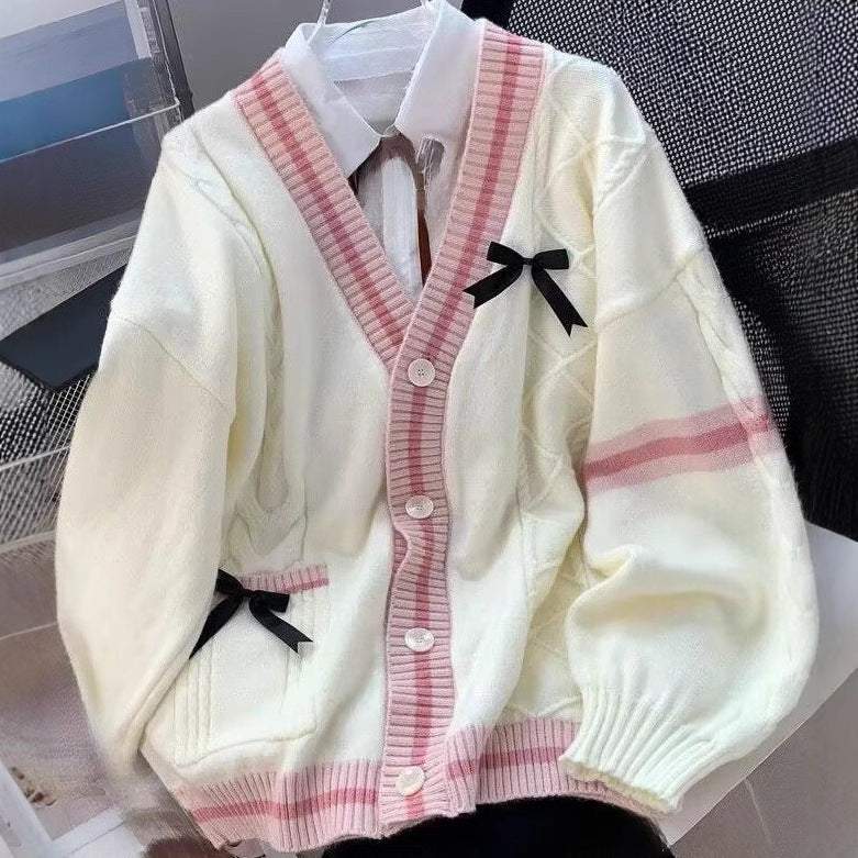 Women's Lazy Style Design Knitted Bow Twist Sweaters