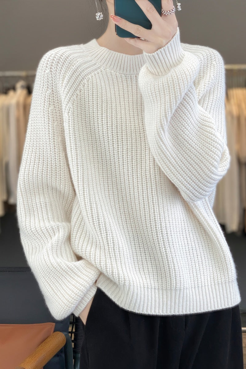 Women's Light Flash Thickening Round Neck Profile Lazy Sweater