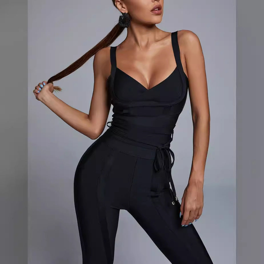 Women's Brace Pencil Bandage Black Tight Pants