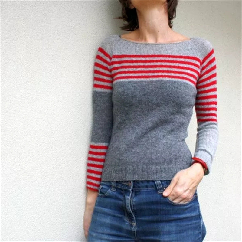 Women's Round Neck Multicolor Loose Fashion Pullover Sweater