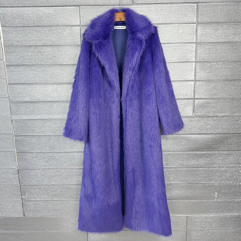 Women's Thick Imitation Plush Furry Fur Extended Coats