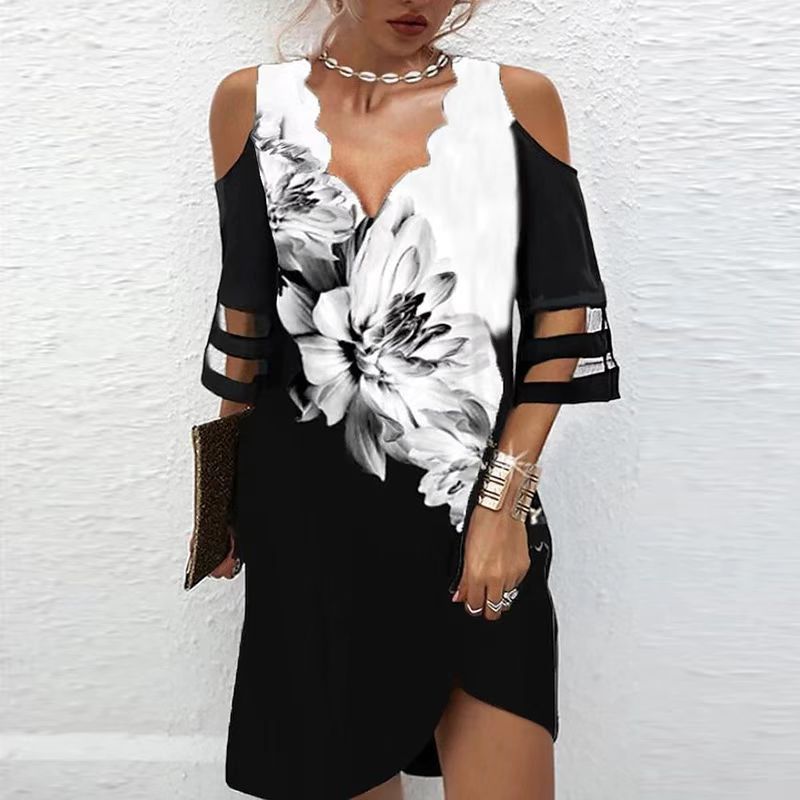 Women's Summer Positioning Flower Mesh Sleeve Fashion Shorts
