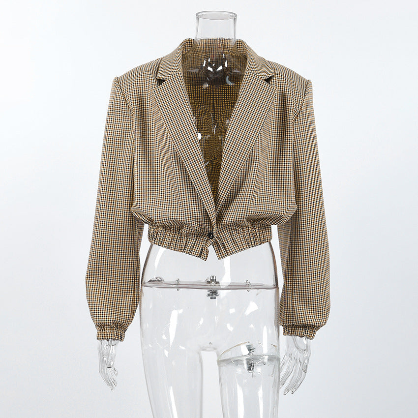 Women's Autumn Plaid Retro Loose Slimming Blazers