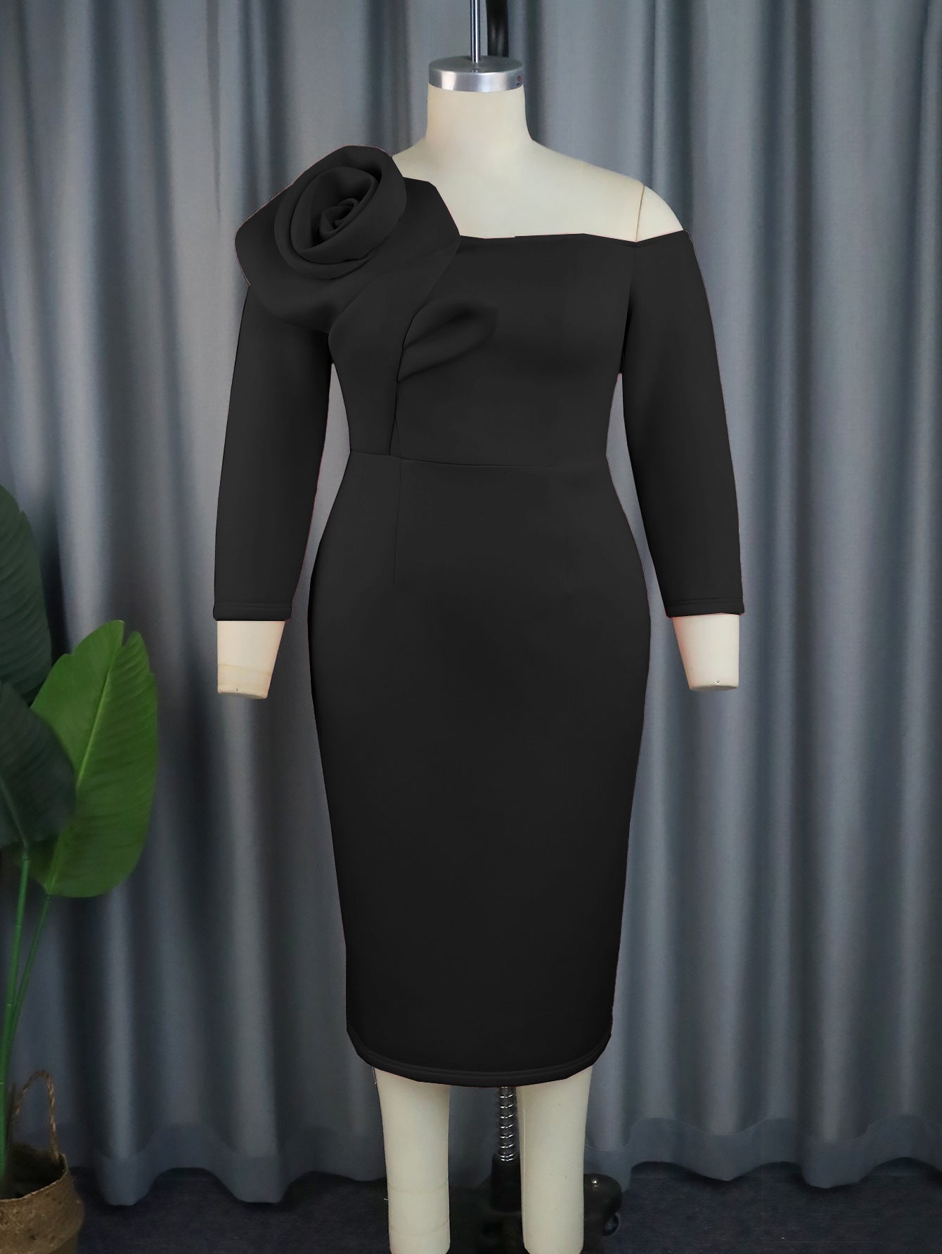 Color Dress Elegant Bell Sleeve Three-dimensional Dresses