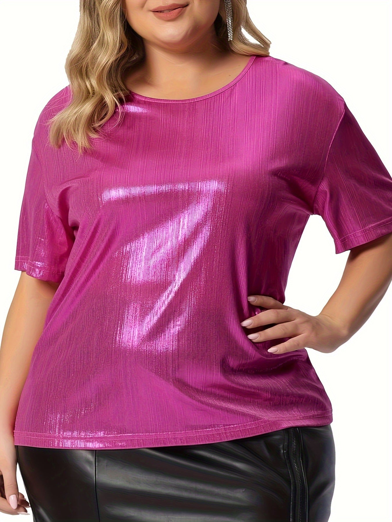 Round Neck Solid Color Gold Powder Shorts