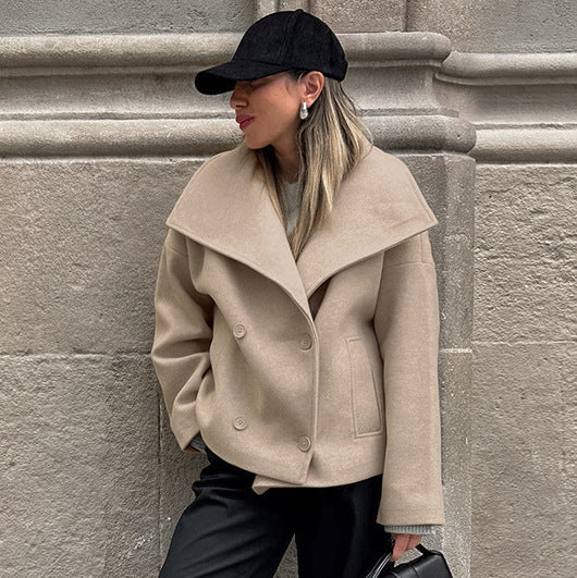 Women's Woolen Lapel Loose Casual Fashion Temperament Coats