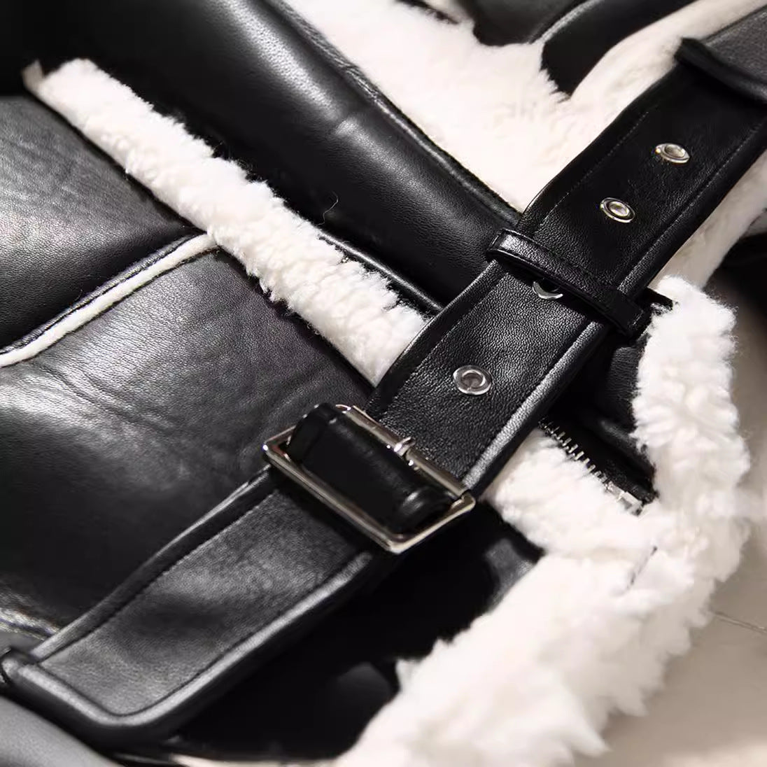 Women's Locomotive Style Personality Handsome Leather Fur Jackets