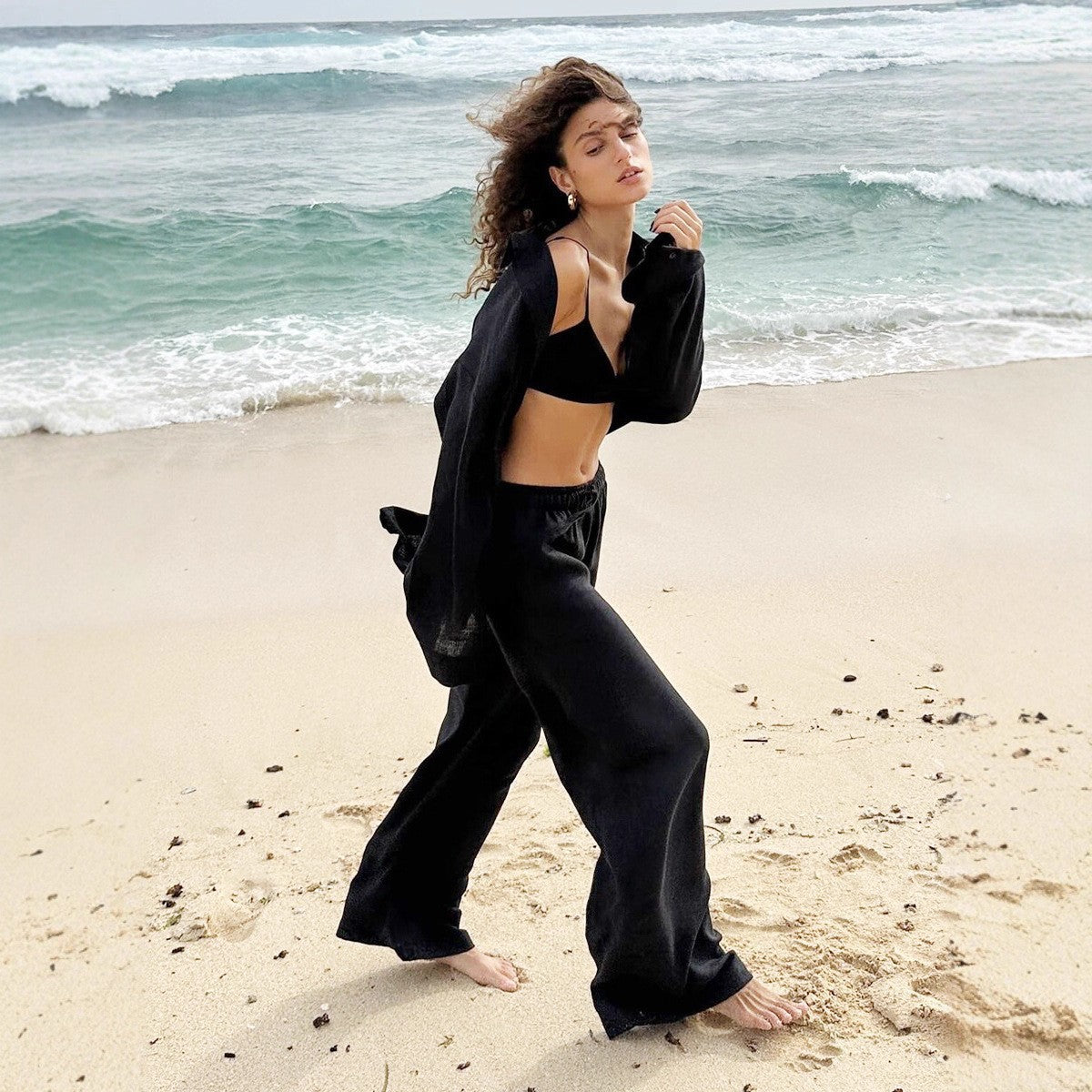 Women's Loose Long-sleeved Shirt Trousers Two-piece Fashion Casual Suit