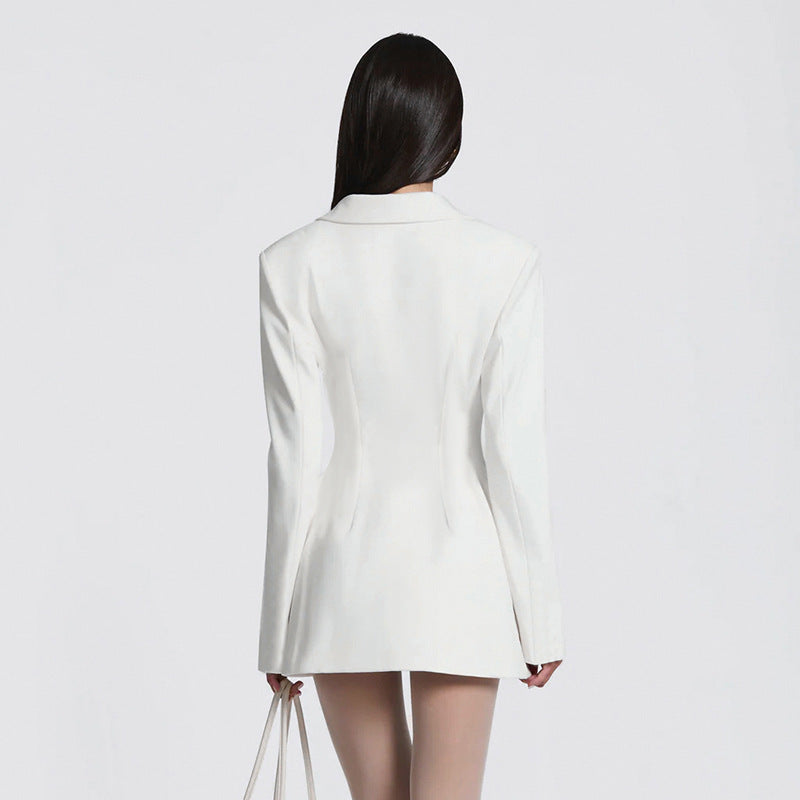 Women's Solid Color Fashion Deep Tight Waist Faux Suits
