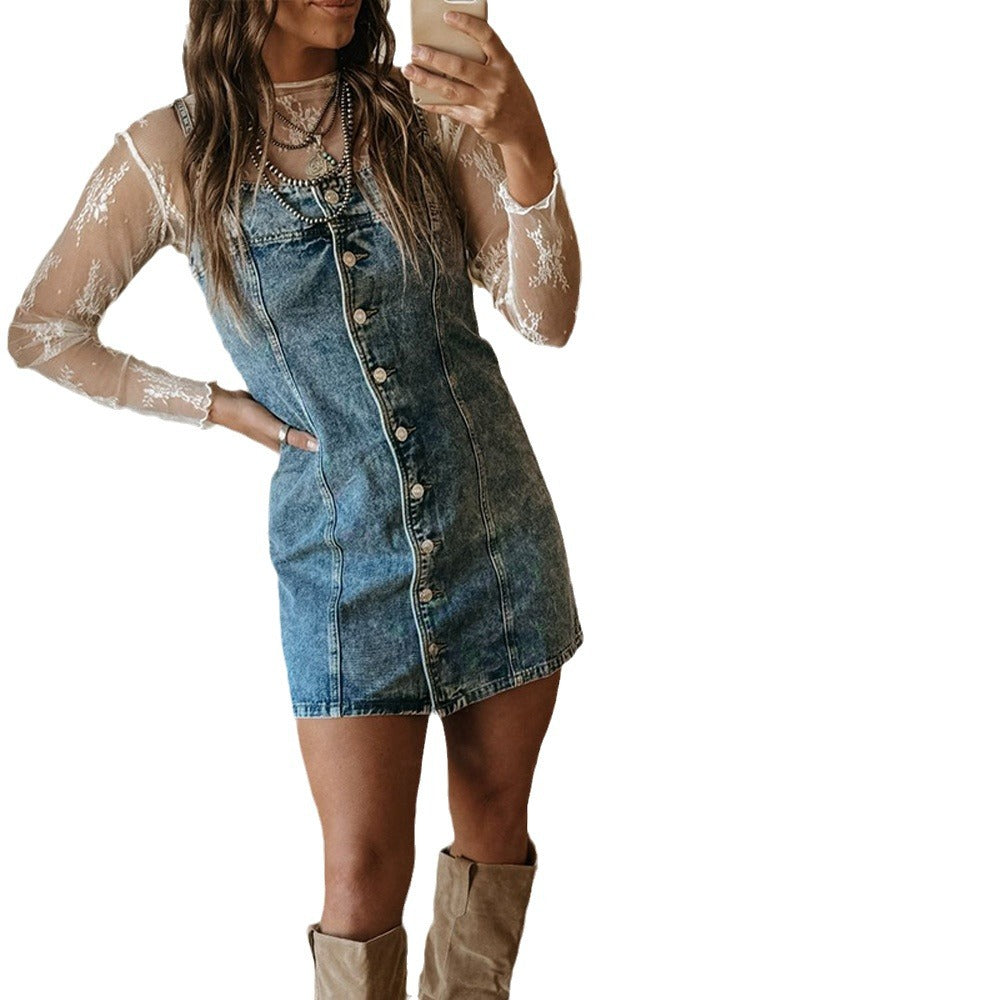 Autumn Sling Distressed Casual Western Style Dresses