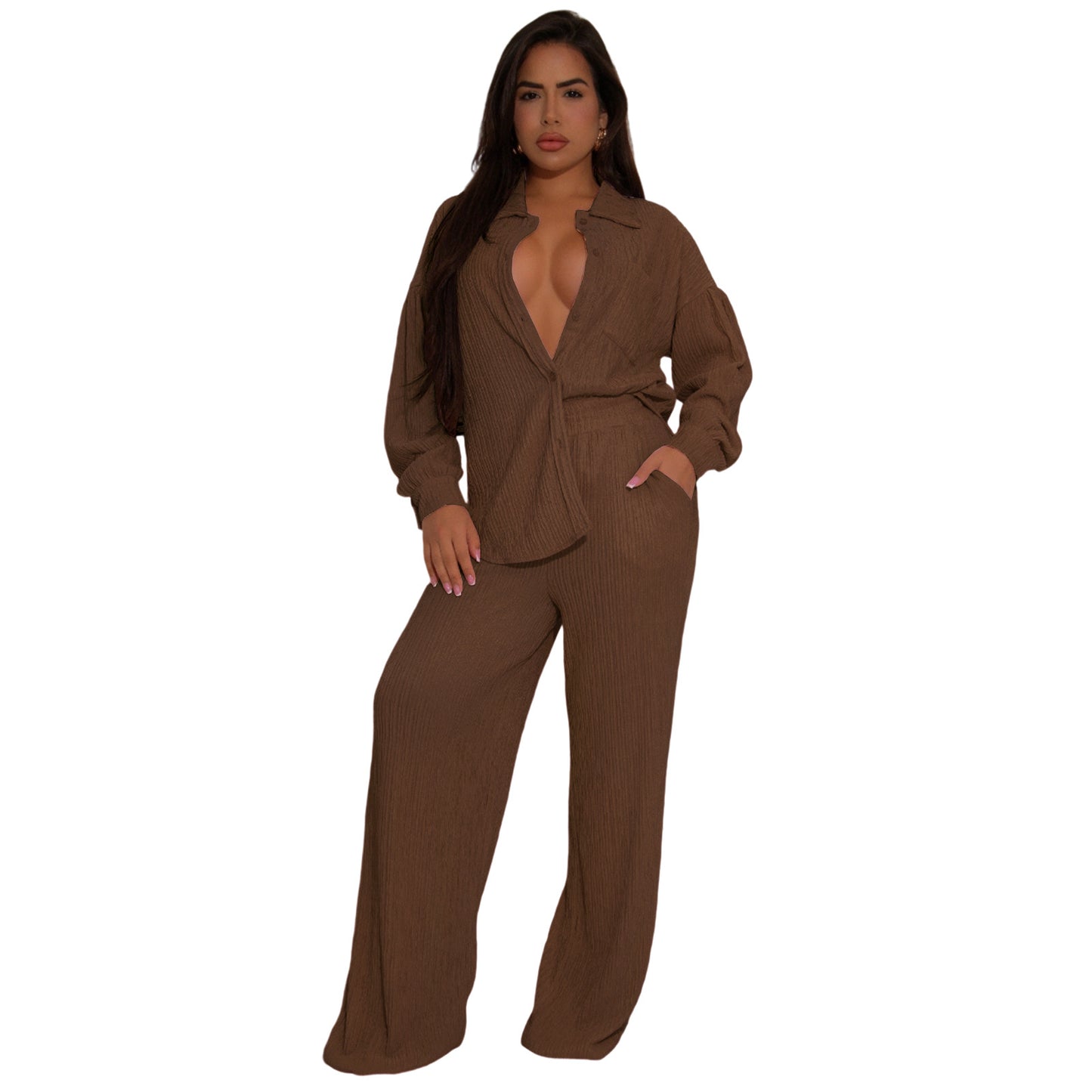 Women's Elastic Crumpled Swing Wide Leg Suits