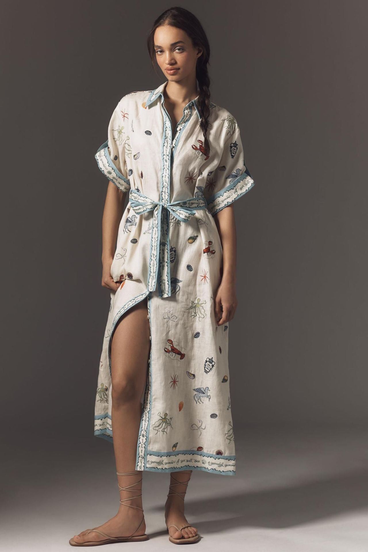 Popular Printed Fashion Casual Lace Up Dresses