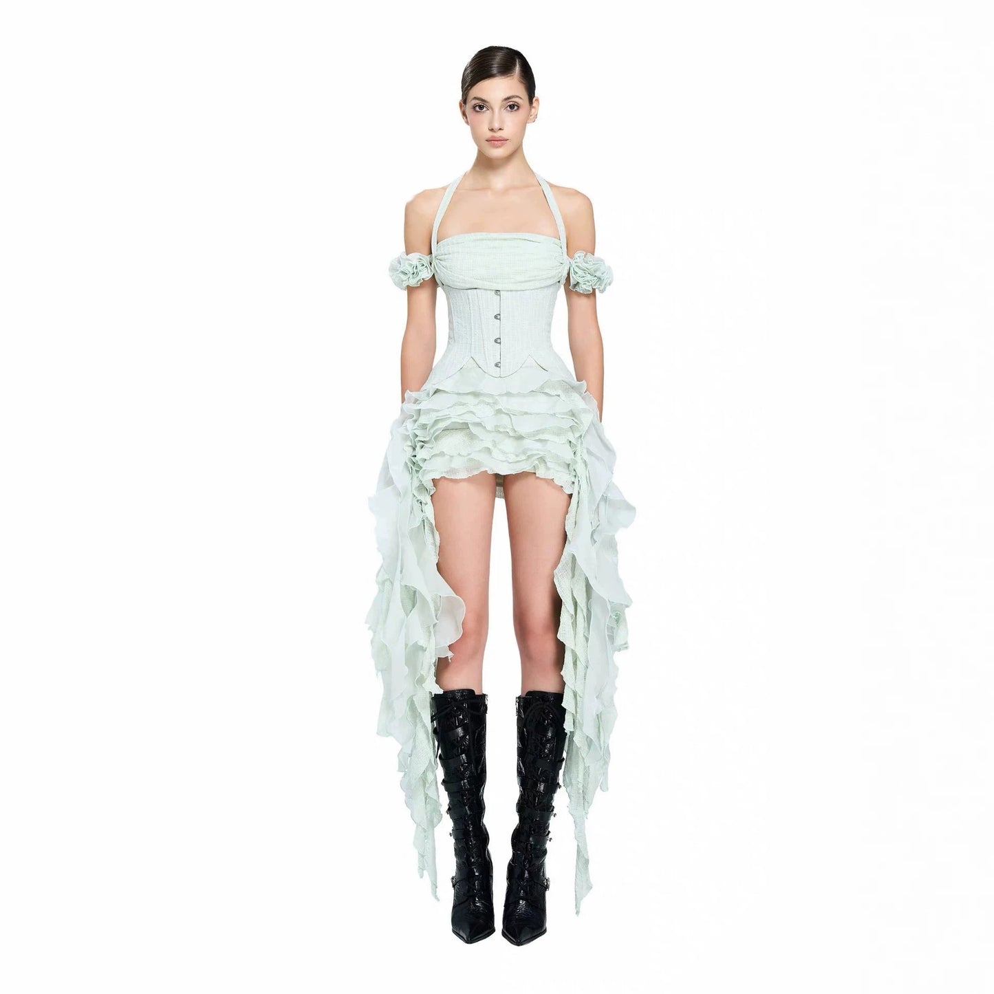 Light Luxury High-grade Irregular Tassel Solid Color Backless Dress