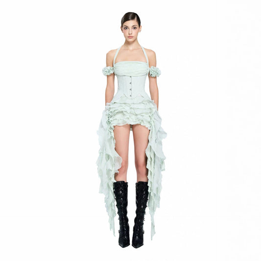 Light Luxury High-grade Irregular Tassel Solid Color Backless Dress