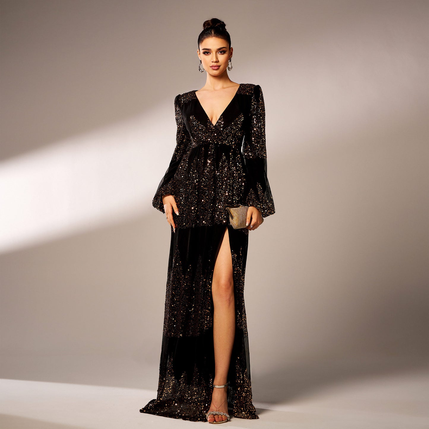 Women's Long Sleeve Elegant Sexy Sequined Banquet Dresses