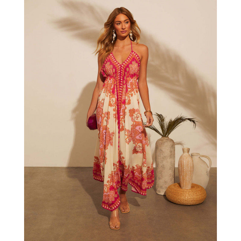 Women's Floral Print Fairy Long Elegant Swing Clothing