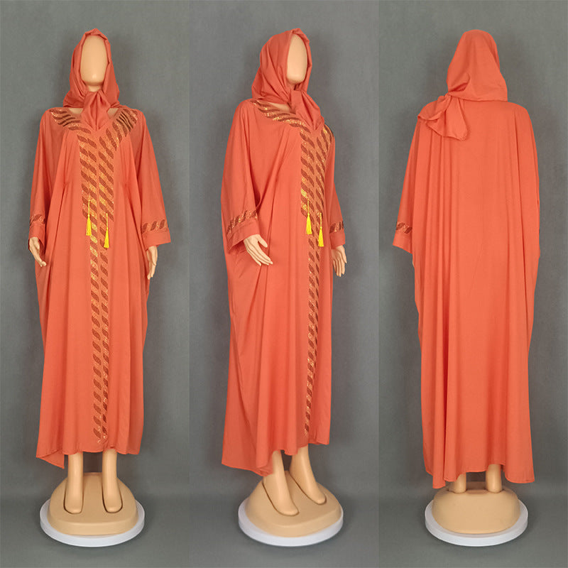 Women's Muslim Robe Saudi Long-sleeved Rhinestone Dress Dresses