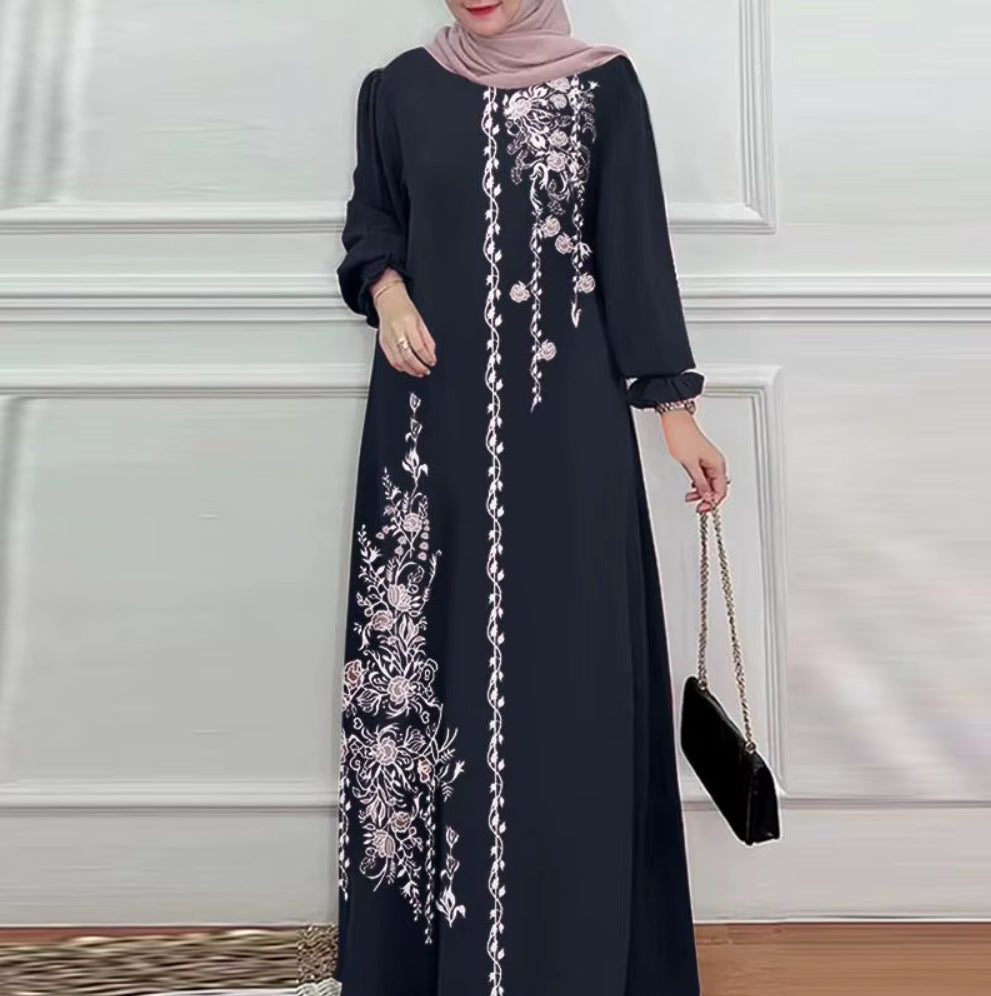Positioning Printing Ethnic Style Retro Loose Dresses