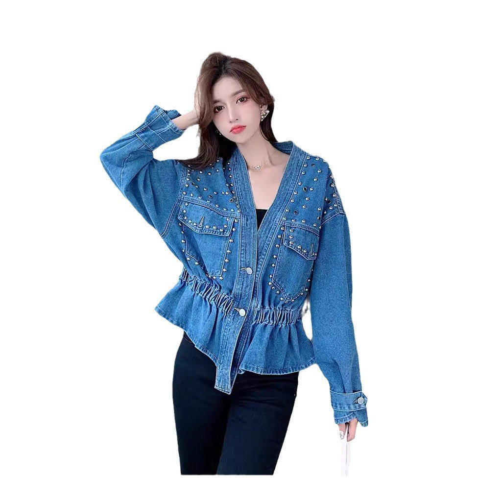 Women's Early Beaded Korean Style Tight Waist Jackets