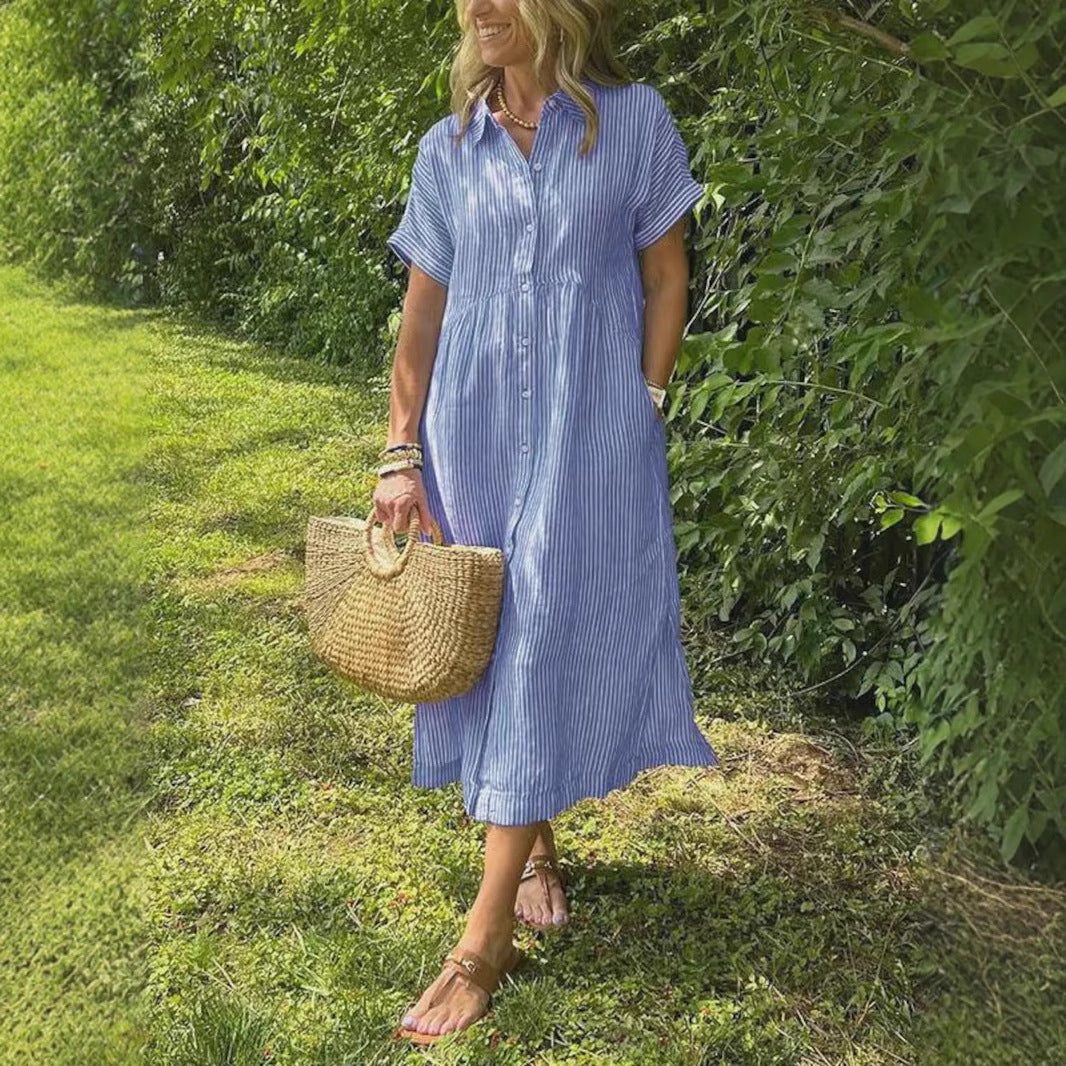 Pretty Elegant Women's Striped Printed Loose Dress