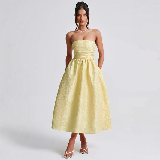 Dress Senior Elegant Jacquard Sleeveless Backless Dresses