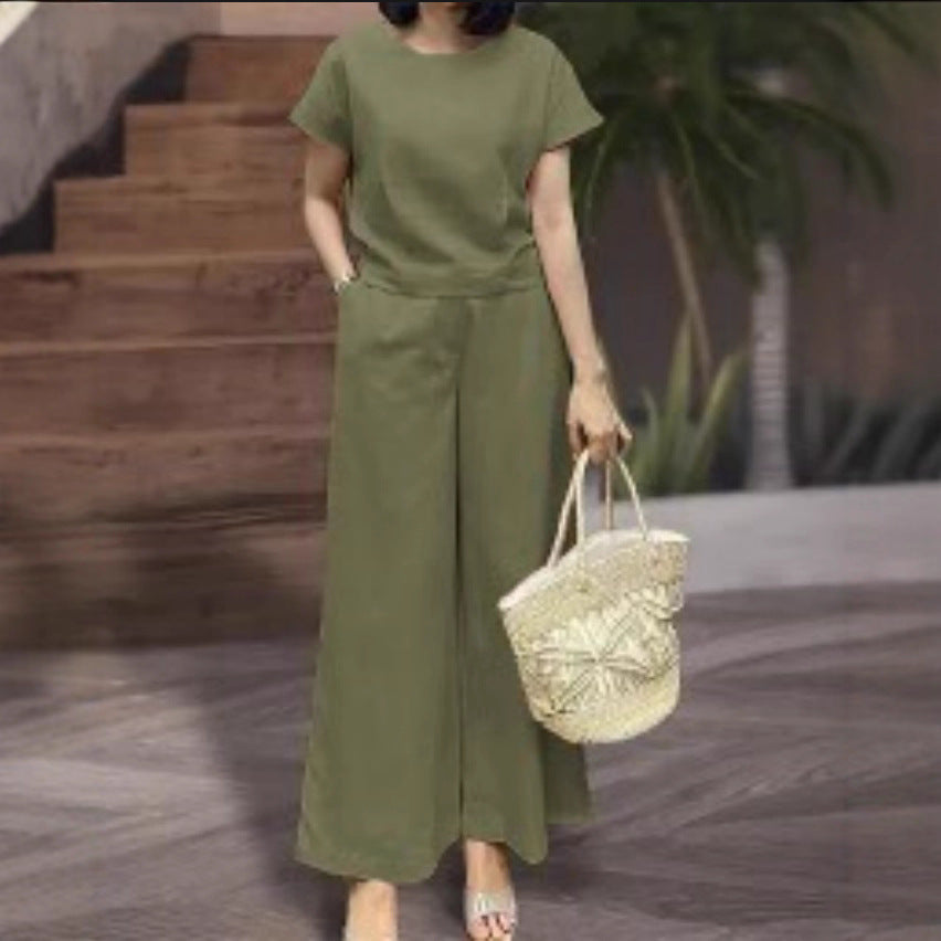 Women's Sleeve Shirt Outfit Urban Chic Sportswear Loose Trousers Summer Fashion Casual Suit